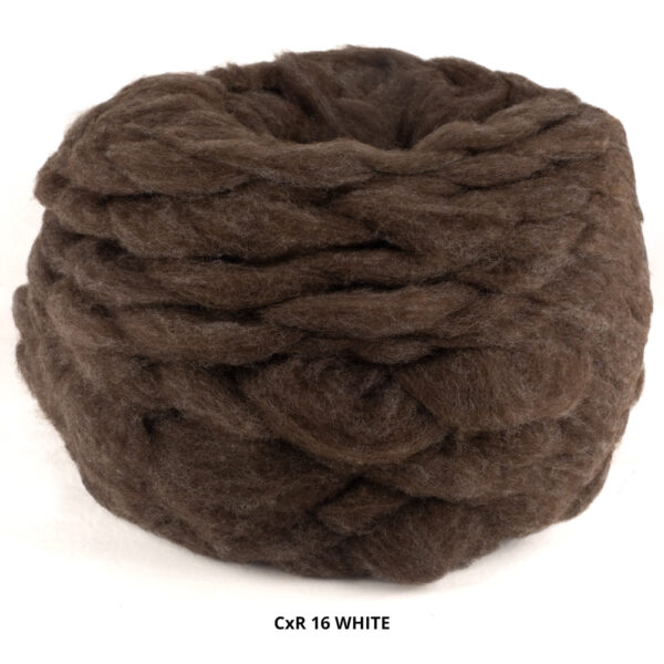 Corriedale x Romney 16WHITE, Grey Brown - Carded Roving