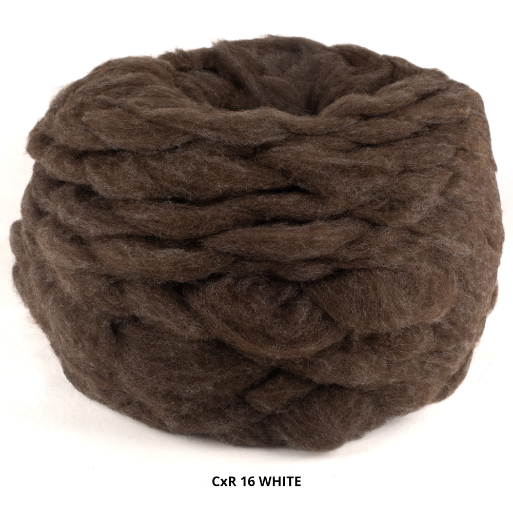 Corriedale x Romney 16WHITE, Grey Brown - Carded Roving