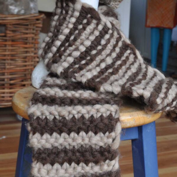 Hand Knitted Chunky Scarf, Corriedale x Romney - Made to Order